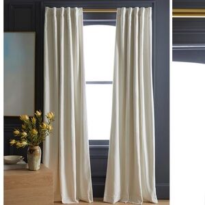 NWT QUINCE 48x84 Cotton Velvet Room Darkening Curtain Ivory 7832